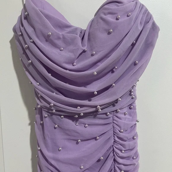 Lavender Pearl-Embellished Dress - Picture 2 of 8